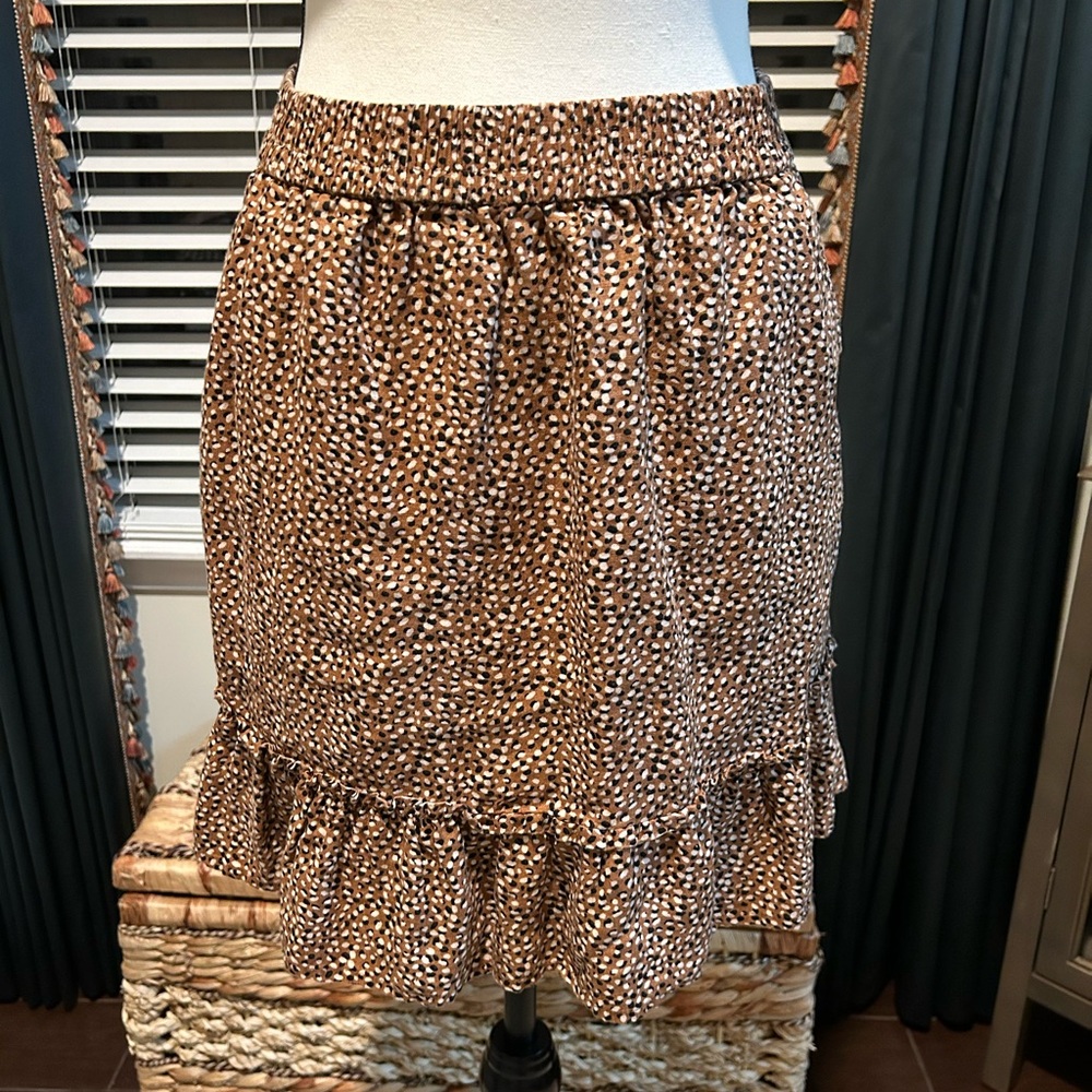 Tahari Brown and White Mini Skirt